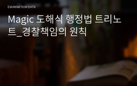 Magic 도해식 행정법 트리노트_경찰책임의 원칙