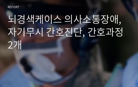 뇌경색케이스 의사소통장애, 자기무시 간호진단, 간호과정2개