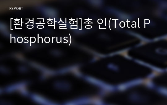 [환경공학실험]총 인(Total Phosphorus)