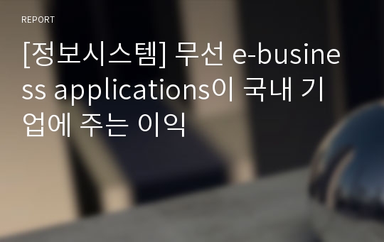 [정보시스템] 무선 e-business applications이 국내 기업에 주는 이익