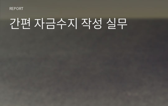 간편 자금수지 작성 실무