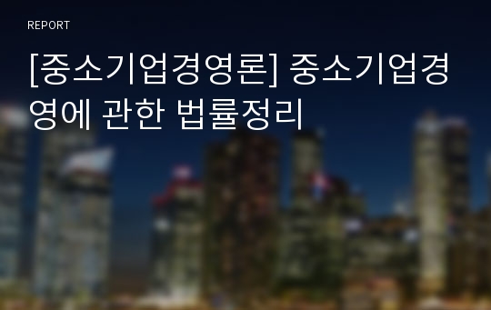 [중소기업경영론] 중소기업경영에 관한 법률정리