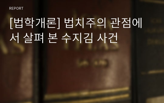 [법학개론] 법치주의 관점에서 살펴 본 수지김 사건