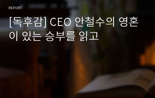 [독후감] CEO 안철수의 영혼이 있는 승부를 읽고