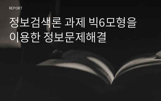 정보검색론 과제 빅6모형을 이용한 정보문제해결