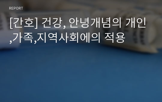 [간호] 건강, 안녕개념의 개인,가족,지역사회에의 적용