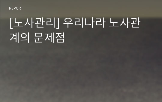 [노사관리] 우리나라 노사관계의 문제점