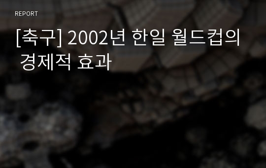 [축구] 2002년 한일 월드컵의 경제적 효과