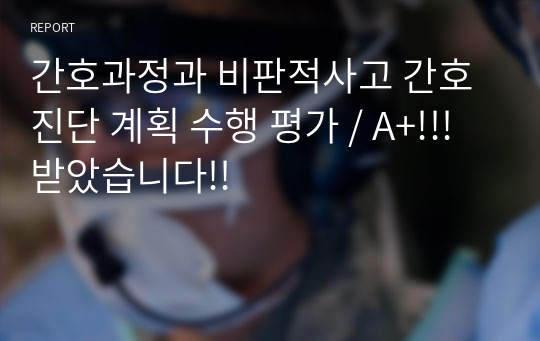 간호과정과 비판적사고 간호 진단 계획 수행 평가 / A+!!!받았습니다!!