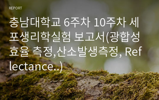 충남대학교 6주차 10주차 세포생리학실험 보고서(광합성 효율 측정,산소발생측정, Reflectance..)