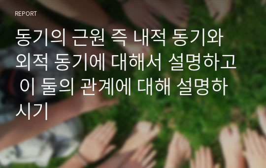 동기의 근원 즉 내적 동기와 외적 동기에 대해서 설명하고 이 둘의 관계에 대해 설명하시기