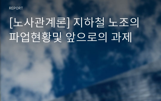 [노사관계론] 지하철 노조의 파업현황및 앞으로의 과제