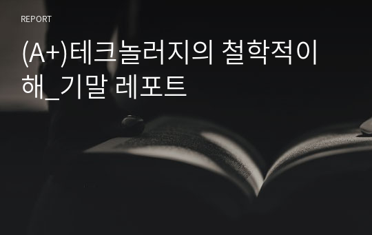 (A+)테크놀러지의 철학적이해_기말 레포트