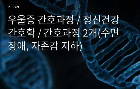 우울증 간호과정 / 정신건강간호학 / 간호과정 2개(수면장애, 자존감 저하)