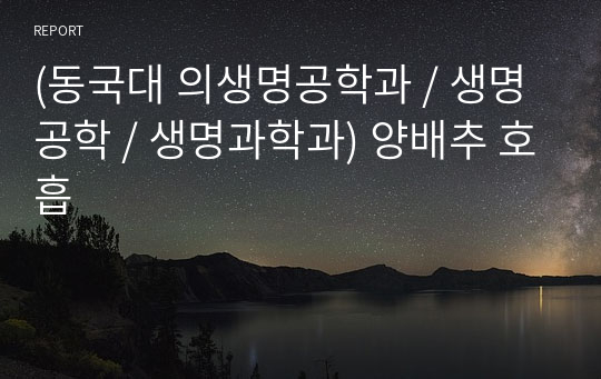 (동국대 의생명공학과 / 생명공학 / 생명과학과) 양배추 호흡