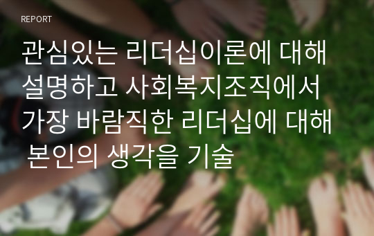 관심있는 리더십이론에 대해 설명하고 사회복지조직에서 가장 바람직한 리더십에 대해 본인의 생각을 기술