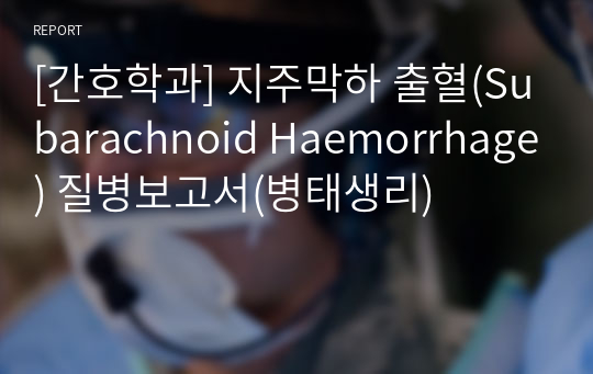 [간호학과] 지주막하 출혈(Subarachnoid Haemorrhage) 질병보고서(병태생리)