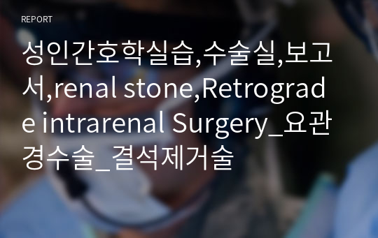 성인간호학실습,수술실,보고서,renal stone,Retrograde intrarenal Surgery_요관경수술_결석제거술
