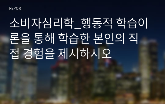 소비자심리학_행동적 학습이론을 통해 학습한 본인의 직접 경험을 제시하시오