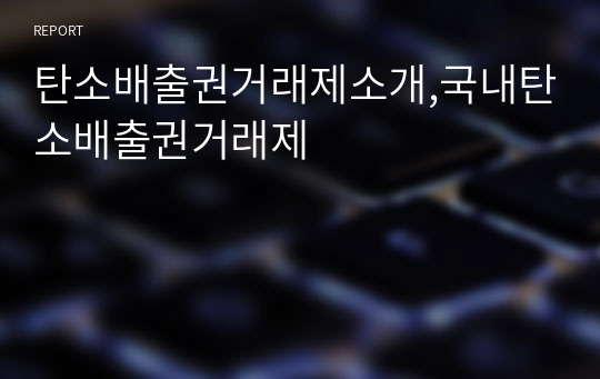 탄소배출권거래제소개,국내탄소배출권거래제