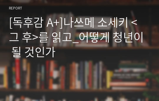 [독후감 A+]나쓰메 소세키 &lt;그 후&gt;를 읽고_어떻게 청년이 될 것인가