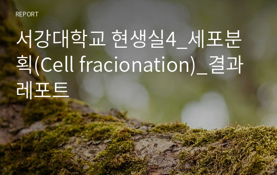 서강대학교 현생실4_세포분획(Cell fracionation)_결과레포트