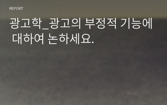 광고학_광고의 부정적 기능에 대하여 논하세요.