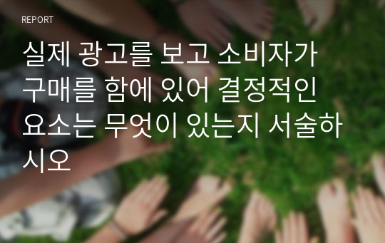 실제 광고를 보고 소비자가 구매를 함에 있어 결정적인 요소는 무엇이 있는지 서술하시오