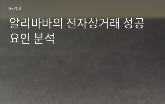 알리바바의 전자상거래 성공요인 분석