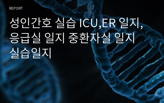 성인간호실습일지 ICU&amp;ER 일지, 총10일 응급실 일지, 중환자실 일지, 실습일지