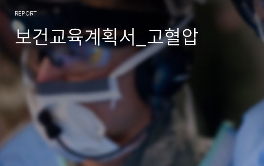 보건교육계획서_고혈압