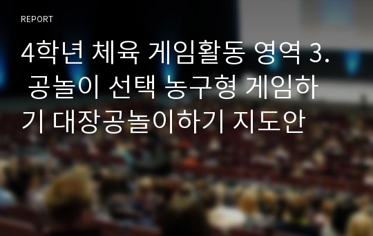 4학년 체육 게임활동 영역 3. 공놀이 선택 농구형 게임하기 대장공놀이하기 지도안