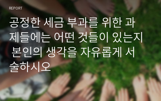 공정한 세금 부과를 위한 과제들에는 어떤 것들이 있는지 본인의 생각을 자유롭게 서술하시오