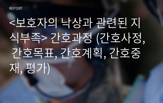 &lt;보호자의 낙상과 관련된 지식부족&gt; 간호과정 (간호사정, 간호목표, 간호계획, 간호중재, 평가)