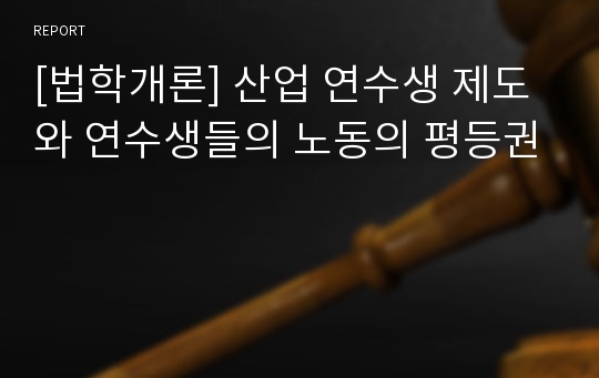 [법학개론] 산업 연수생 제도와 연수생들의 노동의 평등권