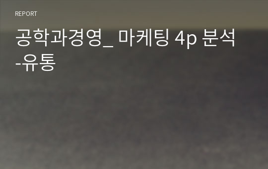 공학과경영_ 마케팅 4p 분석-유통