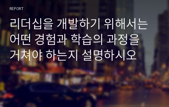 리더십을 개발하기 위해서는 어떤 경험과 학습의 과정을 거쳐야 하는지 설명하시오