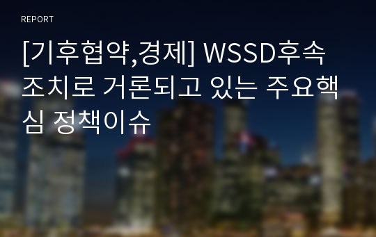 [기후협약,경제] WSSD후속조치로 거론되고 있는 주요핵심 정책이슈