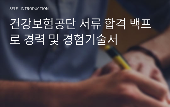 건강보험공단 서류 합격 백프로 경력 및 경험기술서