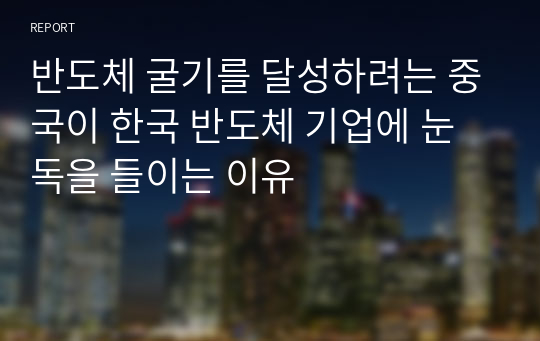 반도체 굴기를 달성하려는 중국이 한국 반도체 기업에 눈독을 들이는 이유