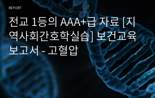 전교 1등의 AAA+급 자료 [지역사회간호학실습] 보건교육 보고서 - 고혈압