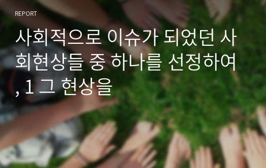 사회적으로 이슈가 되었던 사회현상들 중 하나를 선정하여, 1 그 현상을