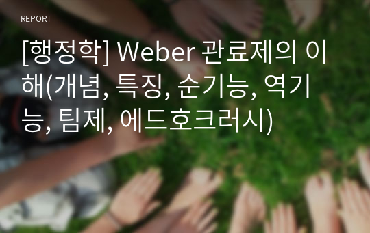 [행정학] Weber 관료제의 이해(개념, 특징, 순기능, 역기능, 팀제, 에드호크러시)