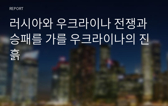 러시아와 우크라이나 전쟁과 승패를 가를 우크라이나의 진흙