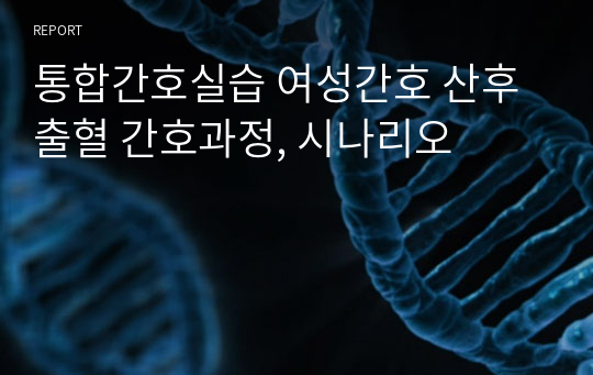 통합간호실습 여성간호 산후출혈 간호과정, 시나리오