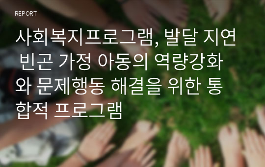 사회복지프로그램, 발달 지연 빈곤 가정 아동의 역량강화와 문제행동 해결을 위한 통합적 프로그램