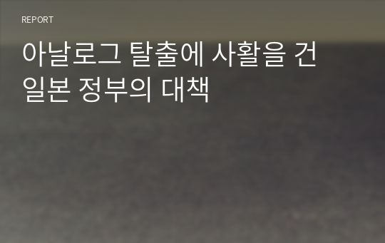 아날로그 탈출에 사활을 건 일본 정부의 대책