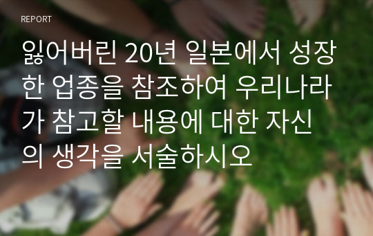 잃어버린 20년 일본에서 성장한 업종을 참조하여 우리나라가 참고할 내용에 대한 자신의 생각을 서술하시오