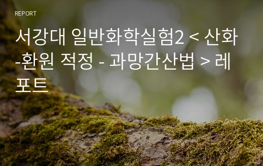 서강대 일반화학실험2 A+ &lt; 산화-환원 적정 - 과망간산법 &gt; 레포트