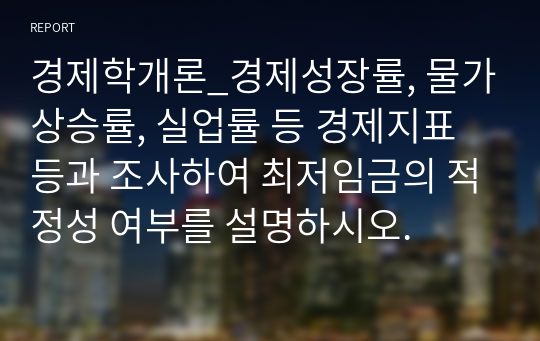 경제학개론_경제성장률, 물가상승률, 실업률 등 경제지표등과 조사하여 최저임금의 적정성 여부를 설명하시오.